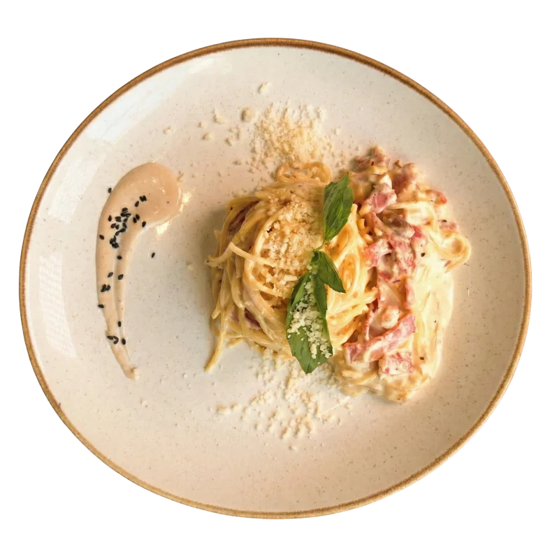 Carbonara Pasta at WINTER CAFE restaurant in Ungasan, Bali