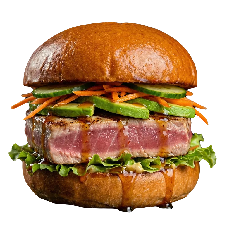 Tuna burger at WINTER CAFE restaurant in Ungasan, Bali