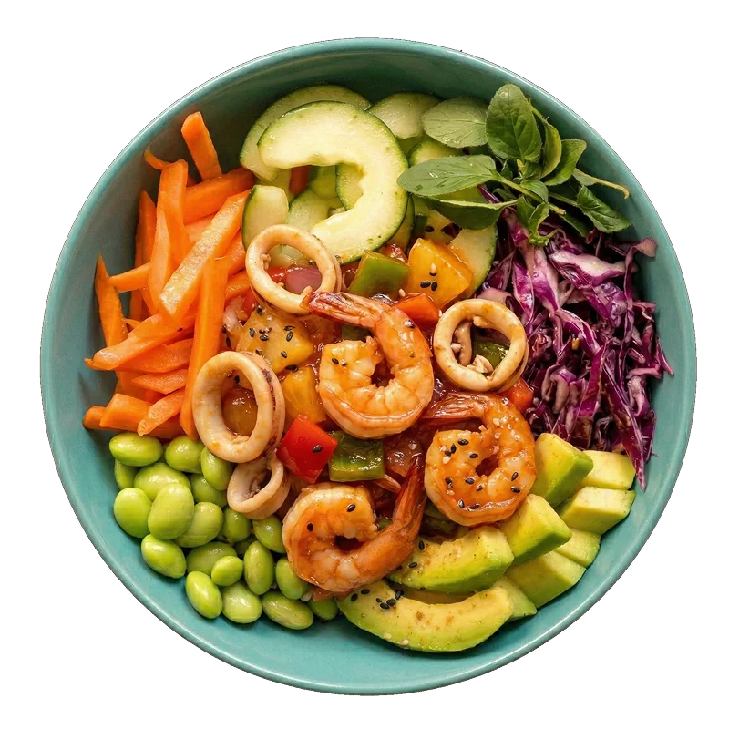 Poke bowl — Mix seafood at WINTER CAFE restaurant in Ungasan, Bali